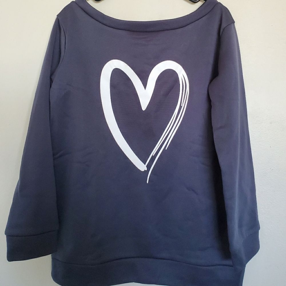 Grey sweater with white heart